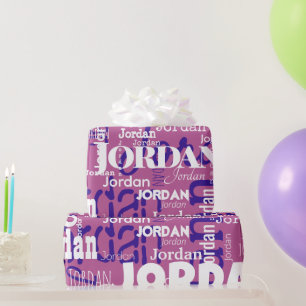 Papier Cadeau Nom répétitif moderne Motif tendance rose pourpre