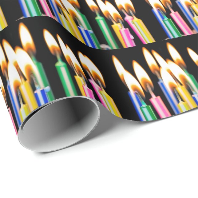 Papier Cadeau Nombreuses bougies d'anniversaire (Coin rond)