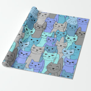 Papier Cadeau Nombreux Blue Cats Design Wrapper Papier Rouleau