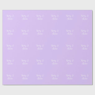 Papier Cadeau Noms de couple de mariage rétro pastel violet styl