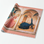 Papier Cadeau NONCIATION de Fra Beato Angelico Christmas Pink<br><div class="desc">Chef-d'oeuvre médiéval italien de Fra Beato Angelico : 1430-1432 Madrid</div>