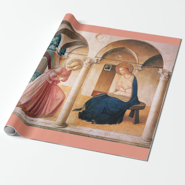 Papier Cadeau NONCIATION de Fra Beato Angelico Christmas Pink (Déroulé)