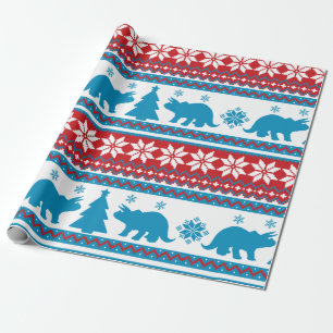 Papier Cadeau Nordic Fair Isle Triceratops Dinosaures Sweat