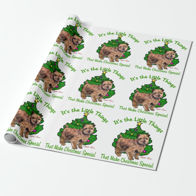 Papier Cadeau Norfolk Terrier Noël (Déroulé)