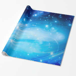 Papier Cadeau Northern Light Stars blue + votre texte et vos idé