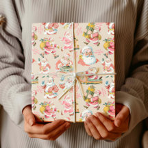 Nostalgale rétro Santa Claus-Noël en rose