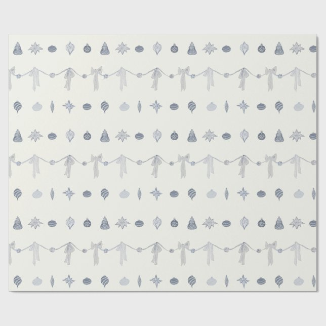 Papier Cadeau Nostalgic Christmas Ornament Stripe Wrapping Paper (Plat)