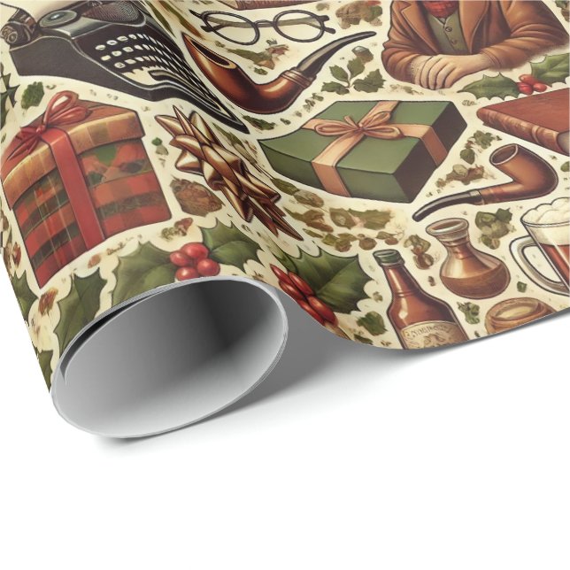 Papier Cadeau Nostalgic Christmas Wrapping Paper for Grandfather (Coin rond)
