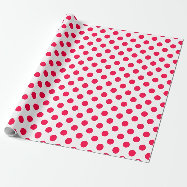 Papier Cadeau Nostalgie classique Pois rouge Noël blanc (Déroulé)