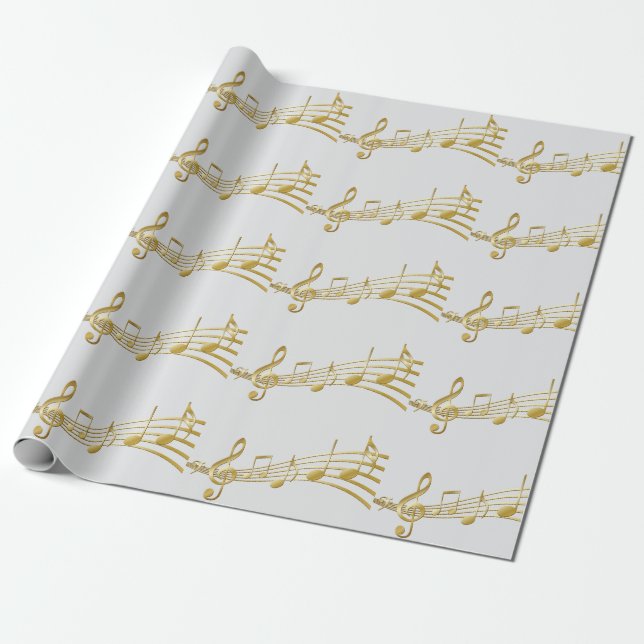 Papier cadeau Note de musique, clé de sol.  (Déroulé)