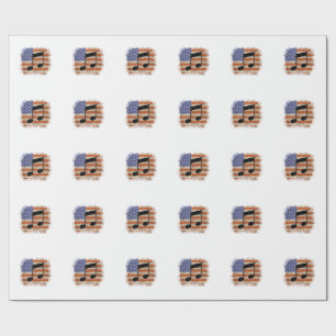 Papier Cadeau Note de musique pour cadeau d'homme drapeau améric