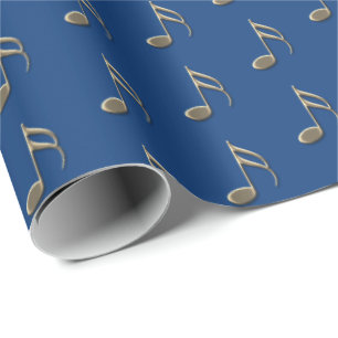 Papier Cadeau Note musicale Gold Blue Vintage