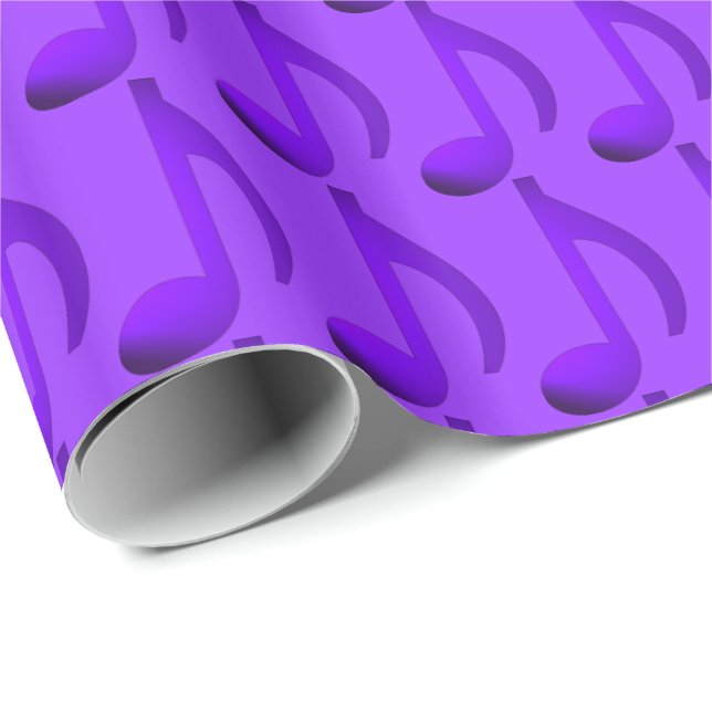 Papier Cadeau Notes bleues Répétition de notes de musique Motif  (Coin rond)