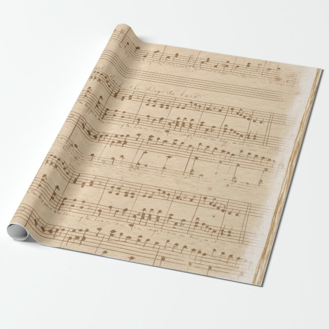 Papier Cadeau notes de musique beige vintage (Déroulé)