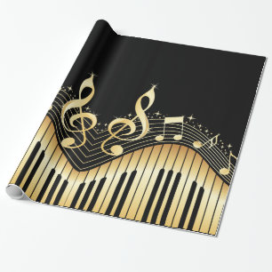 Papier Cadeau Notes de musique Black & Gold