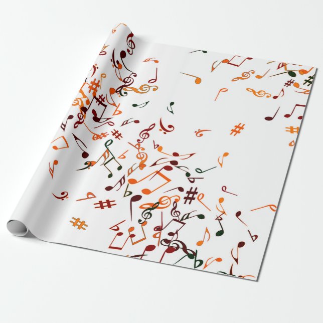 Papier Cadeau Notes de musique imprimées - taupe beige, multi (Déroulé)