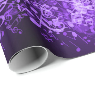 Papier Cadeau Notes de musique violet brillant Motif