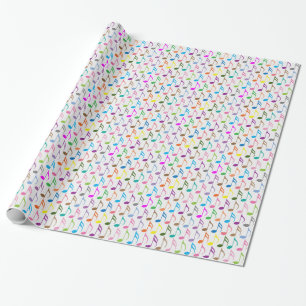 Papier Cadeau Notes musicales colorées motif