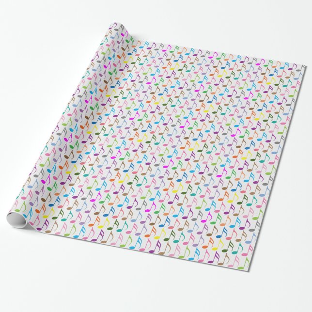 Papier Cadeau Notes musicales colorées motif (Déroulé)