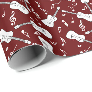 Papier Cadeau Notes musicales de Guitare Lines