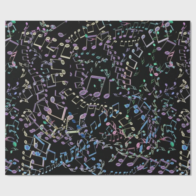 Papier Cadeau Notes musicales de parties scintillantes et (Plat)