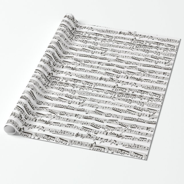 Papier Cadeau Notes musicales noires et blanches (Déroulé)