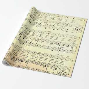 Papier Cadeau Notes musicales Vintages et élégantes Sepia Beige