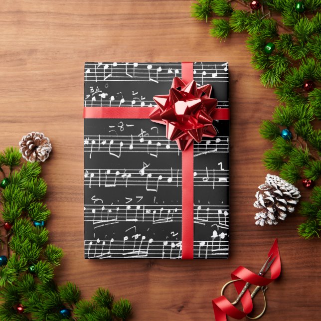 Papier Cadeau Notes musicales Vintages manuscrites (Cadeau de vacances)