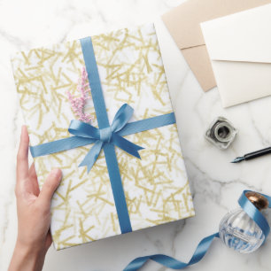 Papier Cadeau Notes musicales White Gold Confetti