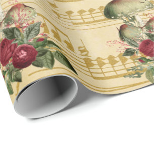 Papier Cadeau Notes pourpres de musique de chanson de pivoine