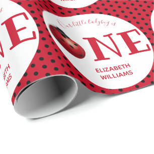 Papier Cadeau Notre Little Ladybug Premier Anniversaire Nom Fête