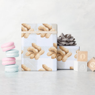 Papier Cadeau Notre petit garçon cacahuète bleu à carreaux Baby