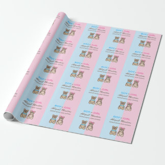 Papier Cadeau Nounours de Baby shower de révélation de genre