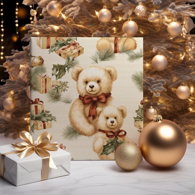 Papier Cadeau Nounours de Noël modernes (Créateur téléchargé)