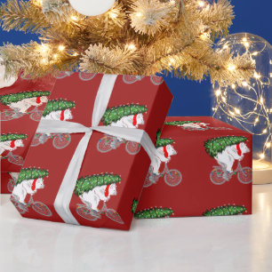 Papier Cadeau Nounours mignon portant un sapin de Noël en cadeau