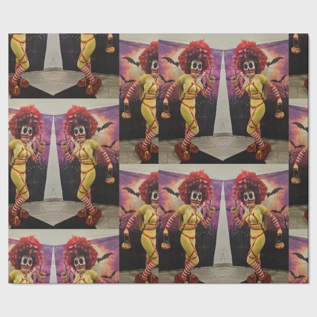 Papier Cadeau nourriture de clown diabolique perruque rouge (Couture)