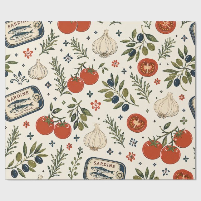 Papier Cadeau Nourriture italienne, Tomate méditerranéenne à l'a (Plat)