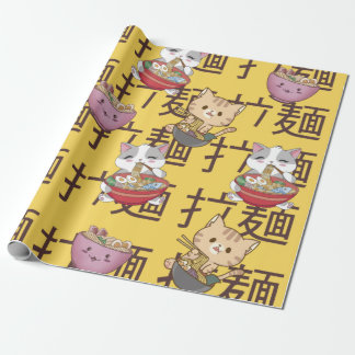Papier Cadeau Nourriture Japonaise Kawaii Anime Chat Ramen Nouil