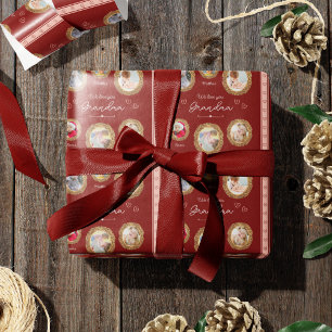 Papier Cadeau Nous t'aimons Grand-mère Six Photo avec Texte Coeu