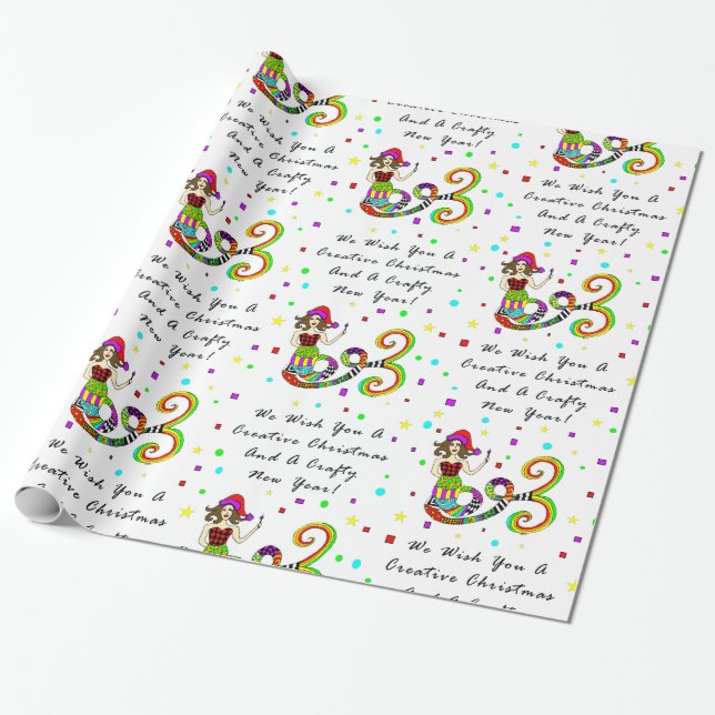 Papier Cadeau Nous vous souhaitons une sirène créative de Noël (Déroulé)