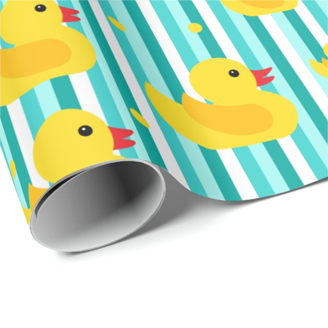 Papier Cadeau Nouveau Baby Cute en caoutchouc Canards Baby showe (Coin rond)