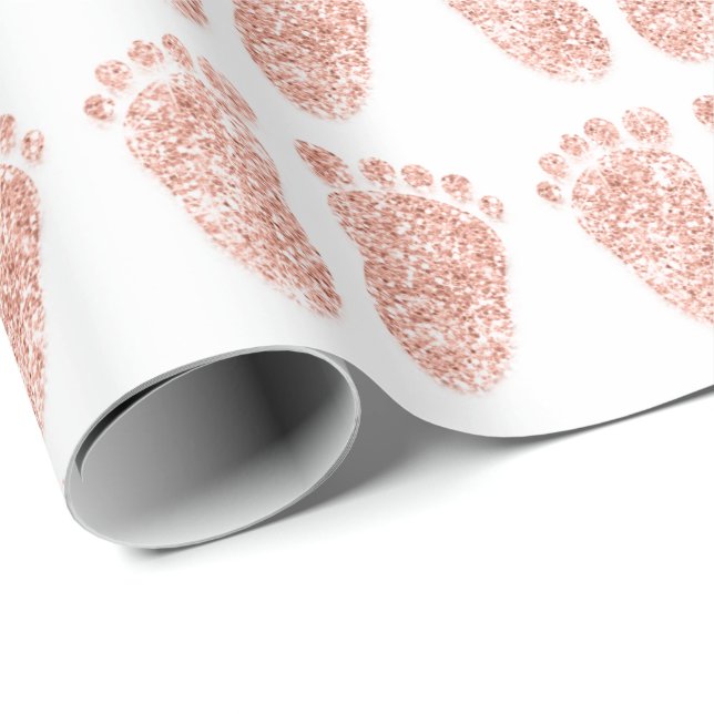 Papier Cadeau Nouveau bébé Douche Faveur fille garçon Rose blanc (Coin rond)