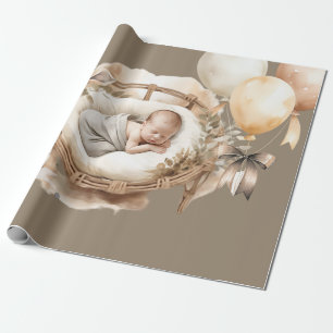 Papier Cadeau Nouveau-né Tone de la Terre Giraffe Baby shower de