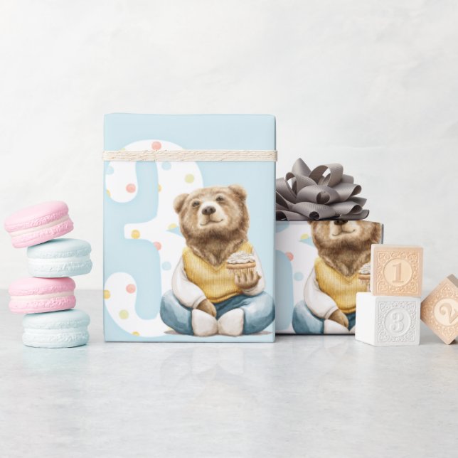 Papier Cadeau Nouvel anniversaire de l'ours mignon (Baby Shower)