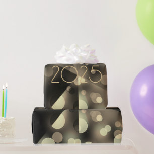 Papier Cadeau nouvelle année 2025 avec bulles dorées
