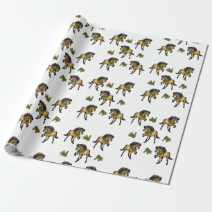 Papier Cadeau Nouvelle Buckskin Cheval Islandais Noël