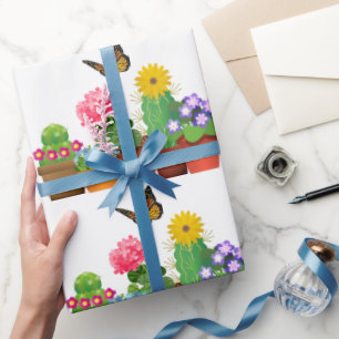 Papier Cadeau Nouvelle maison nouveau jardin Pot de fleurs artis