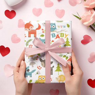 Papier Cadeau Nouvelle Typographie Bébé Avec De Bons Animaux En