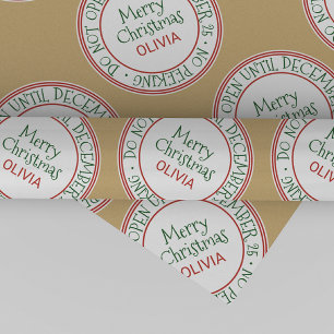 Papier Cadeau N'Ouvre Pas Jusqu'Au 25 Décembre Noël
