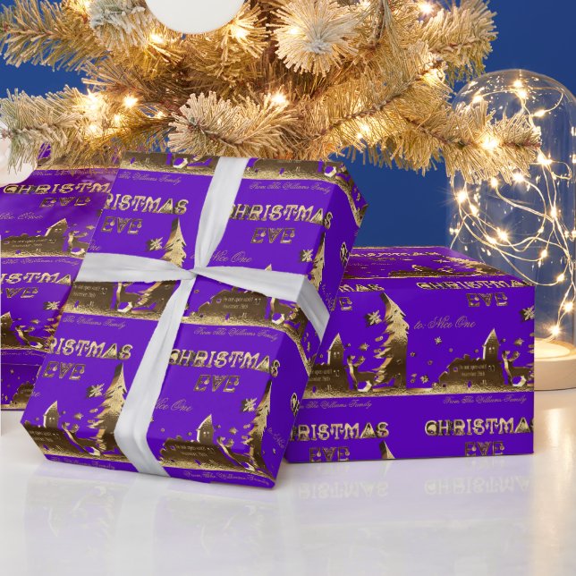 Papier Cadeau N'ouvrez pas avant le réveillon de Noël violet (Vacances)